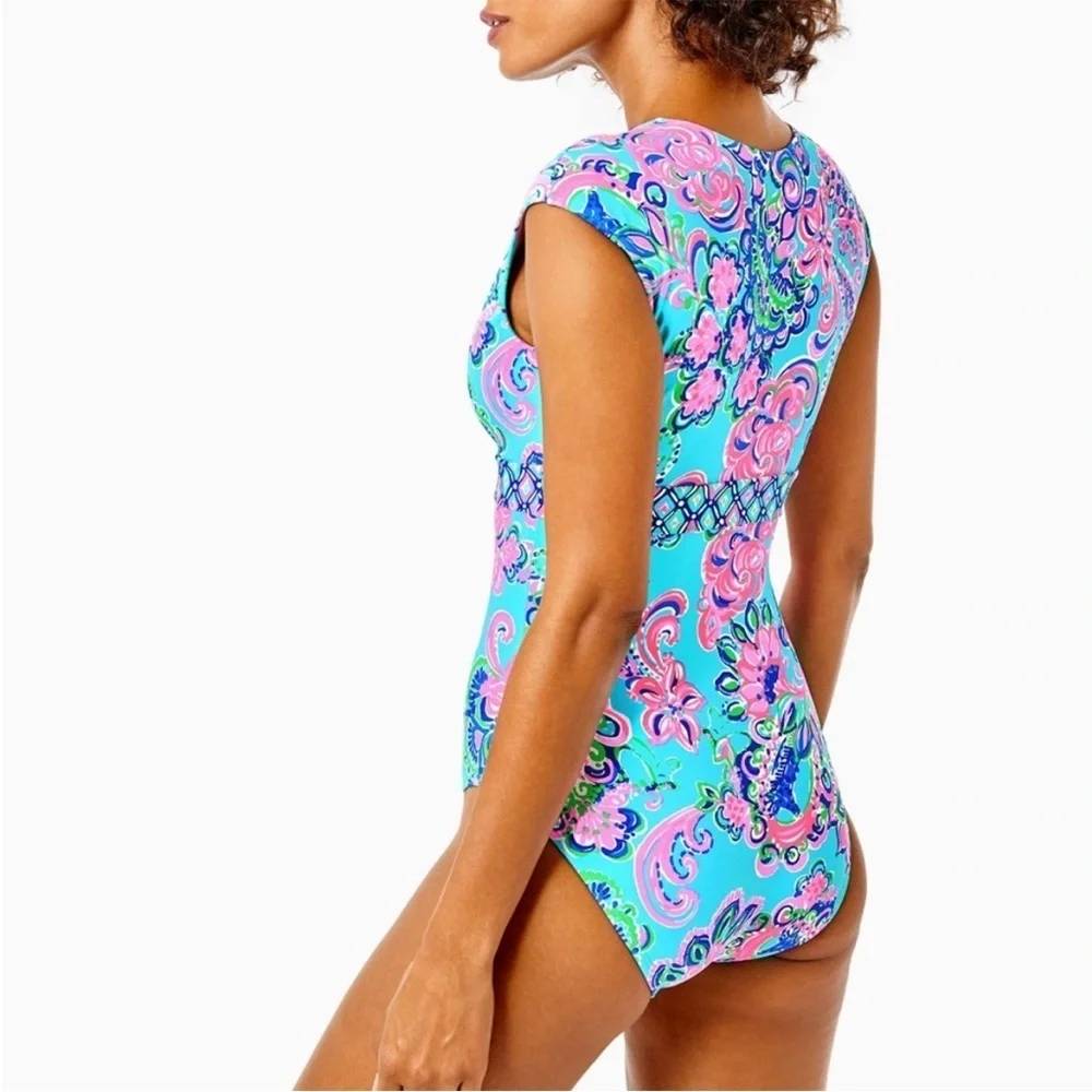 Lilly Pulitzer Imogen Swimsuit Jungle Horizon Size 12 - Picture 3 of 9